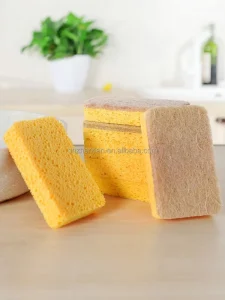 Natural Biodegradable Coconut Brown Cellulose Sponge with Wood Pulp Cotton