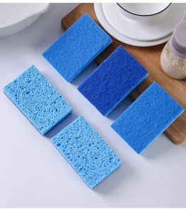 Natural Blue Cellulose Washing Sponge and Wood Pulp Scouring Pad for Kitchen Cleaning