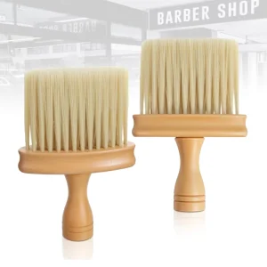Natural Color Wood Neck Duster Brush Nylon Bristles Non-Slip Barber Shop Cleaning Tool