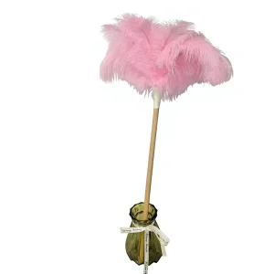 Natural Dyed Ostrich Feather Duster with Wooden Handle for Car, Keyboard, and Office Cleaning