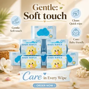 Natural ISO FSC Certified Non-Woven 80pcs Disposable Unscented Baby Wet Wipes for Infants