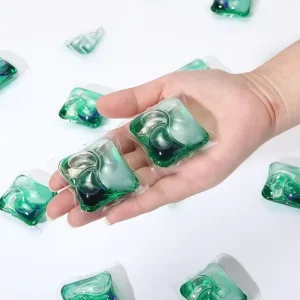 Natural Liquid Laundry Detergent Pods with Powder and Gel Beads for Apparel