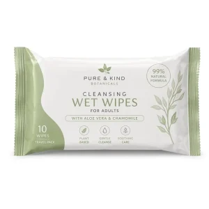 Natural Organic Adult Wet Wipes 10ct Travel Pack Non Woven 15x20cm for Sensitive Skin Care