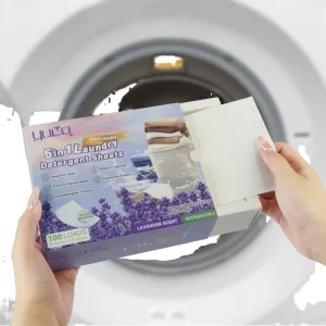 Natural Organic Phosphor Free Lavender Scent Disposable Eco Friendly High Foam Solid Paper Laundry Detergent Sheets Deep