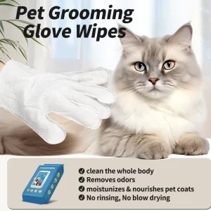 Natural Plant Extract Large Pouch Pet Wash Free Glove Wipes Unscented Pet Fur Cleansing Deodorizing Mitt