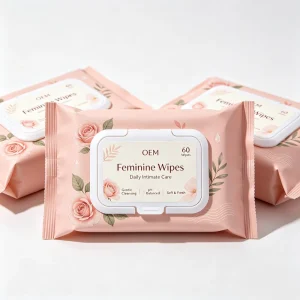 Natural Rose Feminine Wipes 60 Pack Alcohol Free pH Balanced Gentle Cleansing Intimate Care Towelettes Feminine Hygiene Wipes