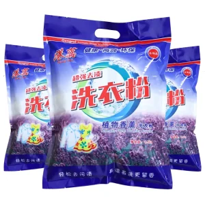 Natural Scented Detergent Powder 1kg Powerful Washing Soap in Nylon Composite Plastic Bag for Use with Washing Machines