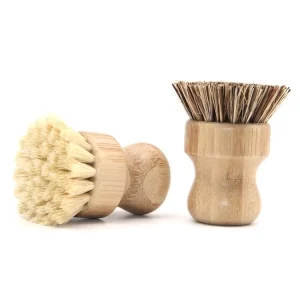 Natural Sisal Cleaning Brush with Bamboo Handle for Kitchen