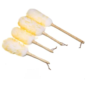 Natural Soft Wool Duster for Car, Sofa and Furniture Cleaning with Bamboo Handle