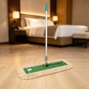 Natural White Cotton Yarn Dust Mop Green Washable Reusable Pad for Commercial Room Cleaning
