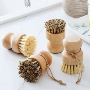 Natural Wood Dishwashing Brush and Dish Scrubber