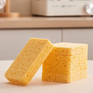 Natural Wood Pulp Cotton Sponge Soft Pressed Dishwashing Scouring Pad for Kitchen Use