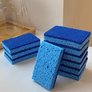 Natural Wood Pulp Reusable Kitchen Dishwashing Sponge with High Water Absorption