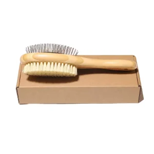Natural Wood Wooden Pet Cleaning Brush for Cats and Dogs with Long Hair Slip resistant Design