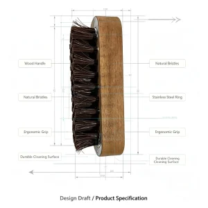 Natural Wooden Handle Eco Friendly Bottle Brush with Coconut Coir Plastic Handle Heavy Duty Scrub Brush for Kitchen Cleaning