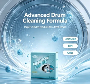Neutral pH Fragrance Free Formula Safe for Sensitive Skin Families Removes Scale and Odor Washing Machine Cleaning Tablets