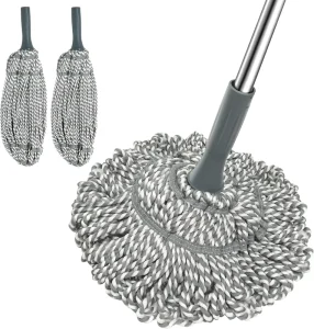 New Aluminum Microfiber Mop Dry & Wet Dual Use Lightweight Hand Washing Free Self Screwing Household Cleaning Mop