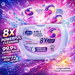 New Arrival 4-in-1 Laundry Pods 12g X 60pcs Phosphate Free Skin Friendly Detergent Liquid Laundry Capsules for Tough Stains