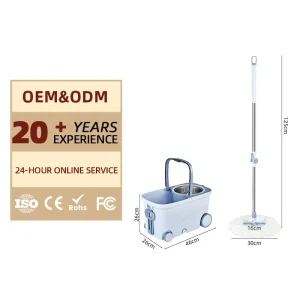 New Arrival Free Hand Washing 360 Degree Rotation Microfiber Mop Stainless Frame Handle Floor Cleaning Flat Mop with Bucket Set