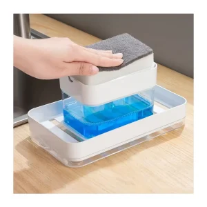 New Creative Bathroom Kitchen Soap Dispenser Box Wash Sponge Holder Pump Sponge Caddy 3 in 1 Manual Press Dish Soap Dispenser