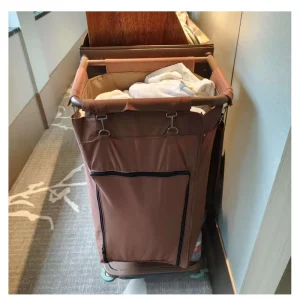 New Design Hospital Hotel Foldable Utility Cart with Oxford Bags Linen Clothing Cleaning Movable Kitchen Tools for Laundry Use