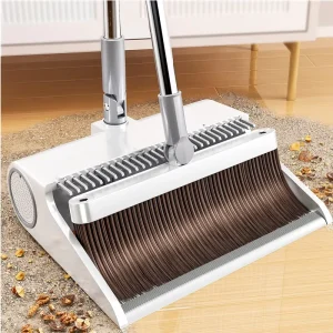 New Eco Friendly Rotating & Foldable Dustpan and Broom Kit with Soft Bristles and Plastic Handle for Pet Hair Removal Home Use