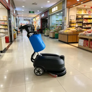 New Electric Mini Walk Behind 32Ah Battery Industrial Dry Scrubber Auto Tiles Cleaning Floor Cleaner Machine