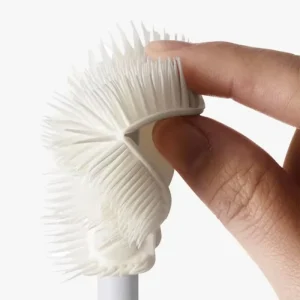 New Folding Design White PP Plastic Drink Bottle Cleaning Brushes Long Handle Silicone Cup Brush for Kitchen Car Pet Care