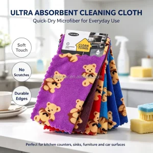New Home Cleaning Towels Thick Absorbent and Soft Microfiber Kitchen Towels with Creative Prints