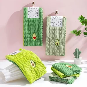 New Product Avocado Soft Embroidered Dish Cloths Non Stick Oil Cloth Lint Free Square Towel Kitchen Rags