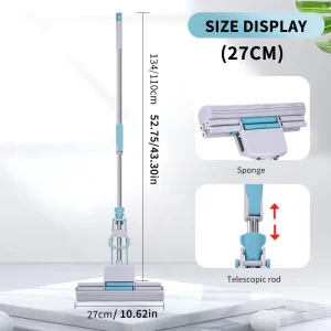 New Product Floor Cleaning Telescopic Mop Squeeze with Long Handle Self Wringing Mop for Kitchen Bathroom Tiles Sponge Mops