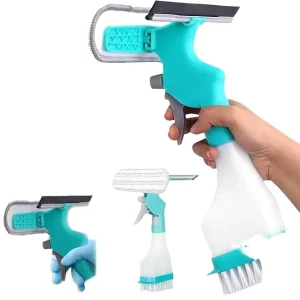 New Window Cleaning Kit Glass Cleaner Wiper Scraper Brush Spray Bottle Double sided Window Cleaner