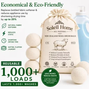 New Zealand Wool Dryer Balls Reusable Reduce Drying Time Hypoallergenic Organic Fabric Softener