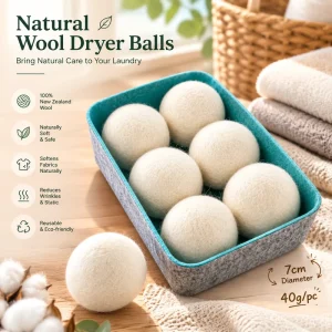 New Zealand Wool Dryer Balls with Felt Storage Box 7cm 40g Reusable Laundry Balls Eco Friendly Fabric Softener