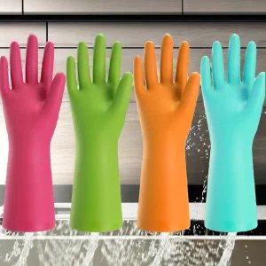 Nitrile Cleaning Gloves 4 Pairs Reusable Long Waterproof Medium