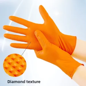 Nitrile Gloves with Diamond Fish Scale Pattern, Waterproof, Wear Resistant, Acid Resistant