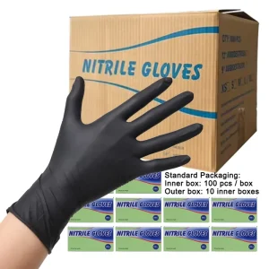 Nitrile Medical Disposable Powder-Free Exam Gloves Medium Black 9 Inch Class I