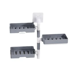 No-Drill Wall-Mounted Rotating Drainage Soap Dish and Holder for Bathroom Laundry and Shower