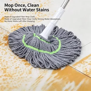 No Hand Wash Cotton Twist Mop Stable Non Slip Pole Practical Mop for Home Floor Maintenance