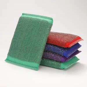 Non-Scratch Double-Sided Reusable Absorbent Scouring Pad with Stainless Steel Wire