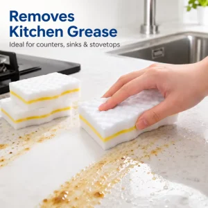 Non-Scratch Foam Eraser Sponge Scouring Pad with Dual-Sided Melamine
