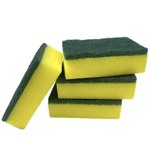 Non-Scratch Green and Yellow Natural Washing Sponge Cleaning Pad
