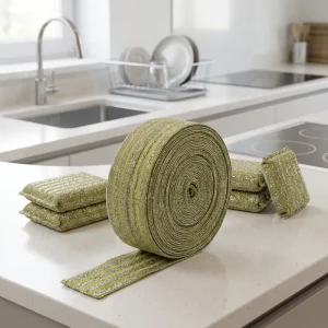 Non-Scratch Polyester Fabric Scrubber Sponge Raw Material Scouring Pad Rolls