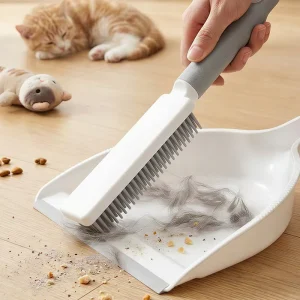 Non-Scratch Silicone Handheld Broom and Dustpan Set with Soft Rubber Bristles for Kitchen Counters and Cars