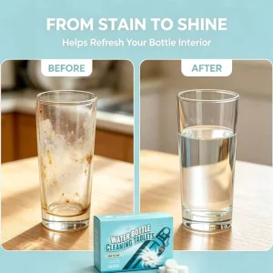 Non-Toxic Effervescent Water Bottle Cleaner and Descaler Tablets for Hydration Bladders and Thermos Cups