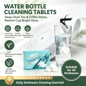 Non Toxic Water Bottle Sanitizer Tablets Phosphate Free Formula for Daily Refreshing Water Bottle Cleaning Tablets