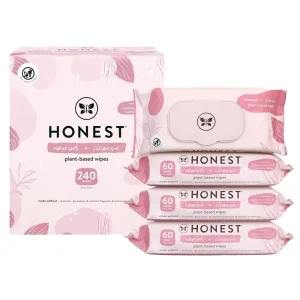 Nourish + Cleanse 240 Count Non-Woven 15x20cm Sweet Almond Scented 99% Plant-Based Daily Use Cleansing Wipes for Water