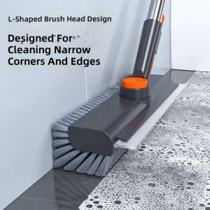 Nylon Bathroom Cleaning Brush with Stiff Bristles and Long Metal Handle for Tile Grout Floors and Toilets