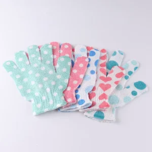 Nylon Five Fingers Exfoliating Gloves Shower Scrubber Bath Mitt Exfoliating Gloves