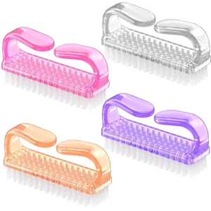 Nylon Handle Grip Nail Cleaning Brush Scrubbing Kit Pedicure for Toes and Fingernails Hand Nail Brushes for Men and Women